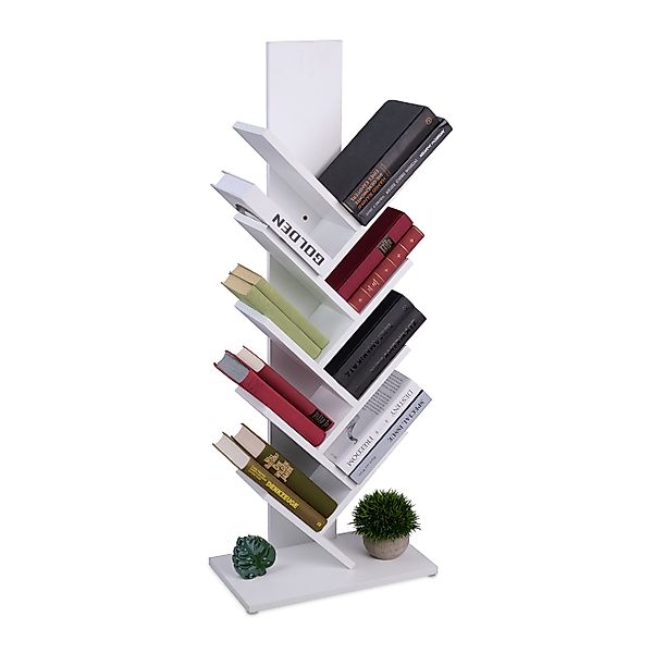 relaxdays Bücherregal Weißes Bücherregal in Baumform, günstig online kaufen