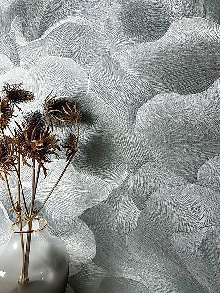 Newroom Vliestapete Diarra Silber Tapete Mustertapete Blumen, Grafik, struk günstig online kaufen