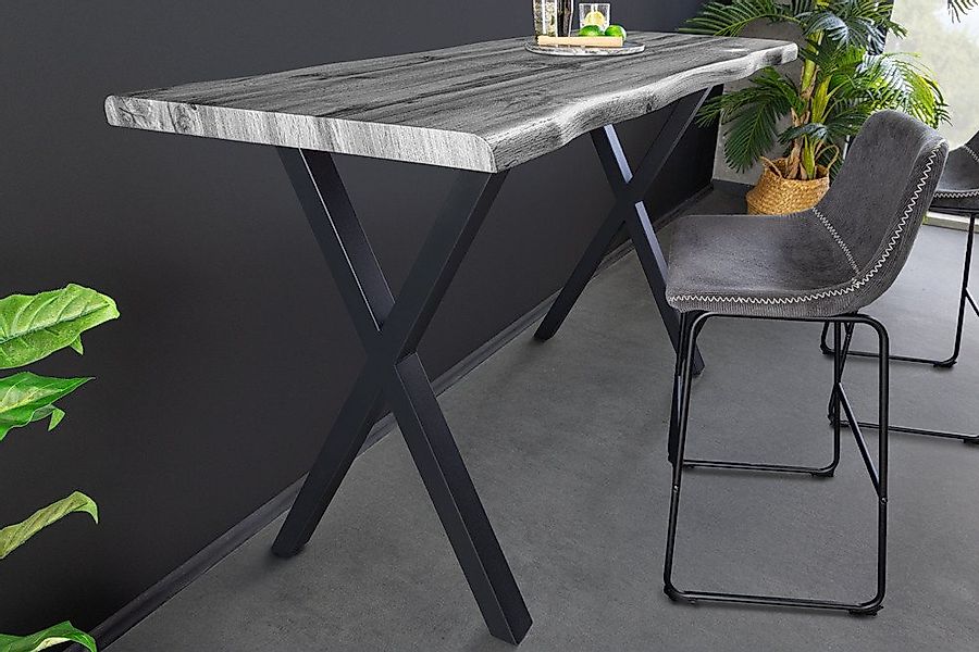 riess-ambiente Bartisch WILD 120cm grau/schwarz · Wildeichen-Design, Metall günstig online kaufen