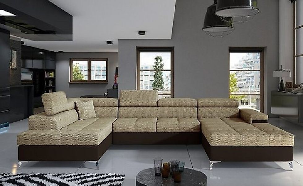 Xlmoebel Ecksofa Stoff U-Form Couch Wohnlandschaft Ecksofa Garnitur Design günstig online kaufen