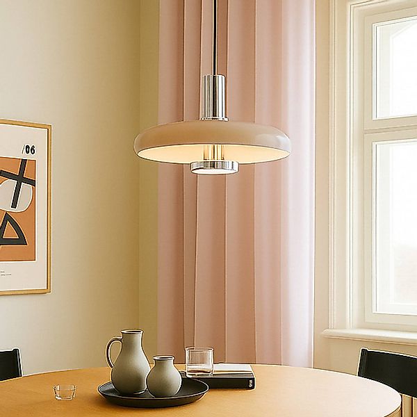 Lindby Pendelleuchte Branford, Retro, Ø 35 cm, beige, Metall günstig online kaufen