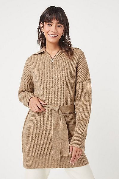 Next Longpullover Pulloverkleid mit Reißverschluss und Gürtel (1-tlg) günstig online kaufen