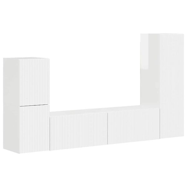 vidaXL TV-Schrankset Wandmontiert 4-Tlg Hochglanz Weiß Holzwerkstoff 340902 günstig online kaufen