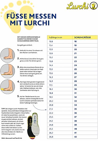 Lurchi Sneaker "Aleks" Sportschuh mit Klett, Größenschablone zum Download günstig online kaufen