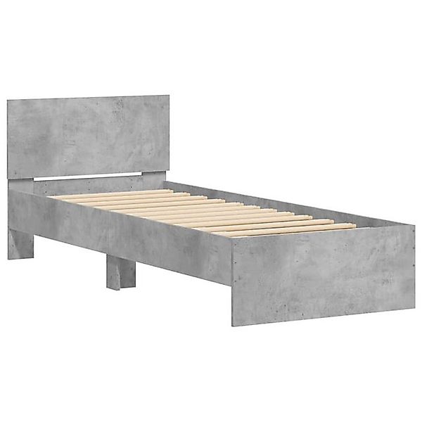 vidaXL Bett Bettgestell mit Kopfteil und LED-Leuchten Betongrau 75x190 cm günstig online kaufen