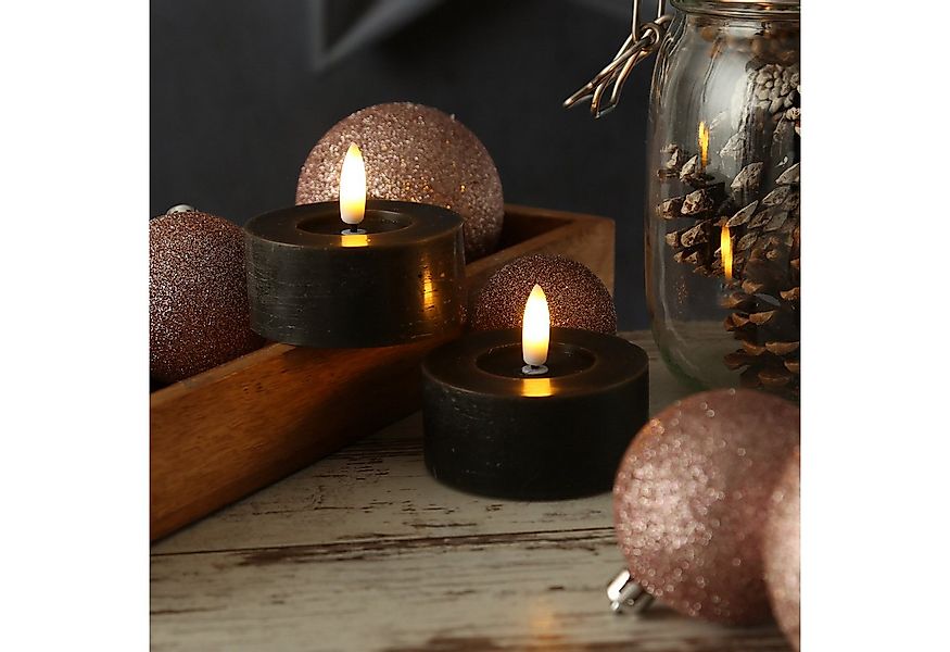 Adilina LED-Kerze LED Maxi Teelichter Lina Rustik Optik Echtwachs D: 7cm sc günstig online kaufen