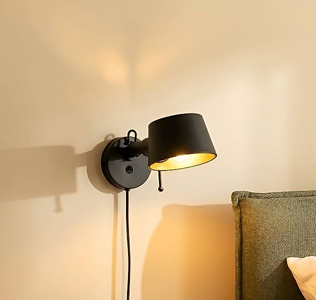 Lucande Wandleuchte Silka, 14 cm, schwarz, flexibel, Stecker günstig online kaufen
