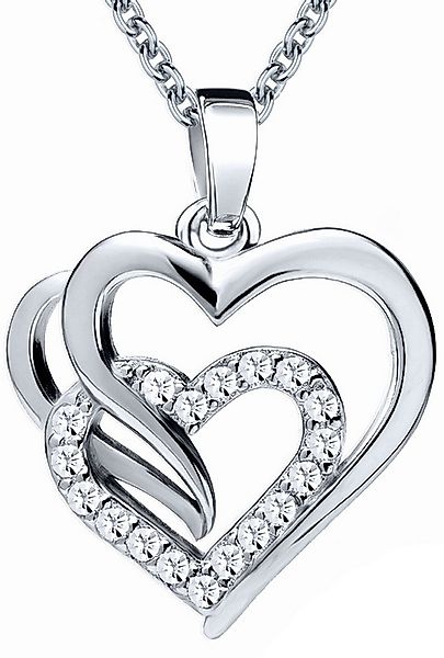 Limana Herzkette Halskette 925 Silber Zirkonia Kette mit Herz-Anhänger Silb günstig online kaufen