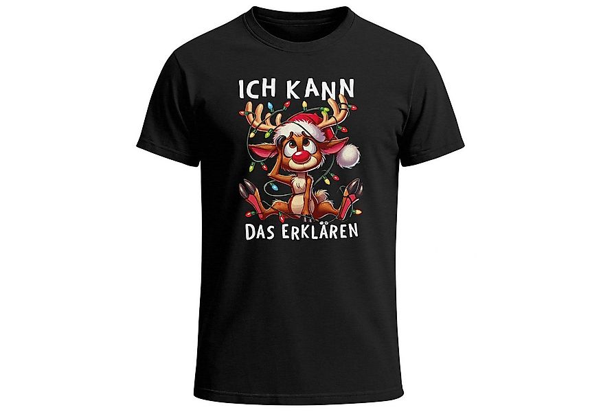 MoonWorks Print-Shirt Herren T-Shirt Weihnachten Elch Rentier Lichterkette günstig online kaufen