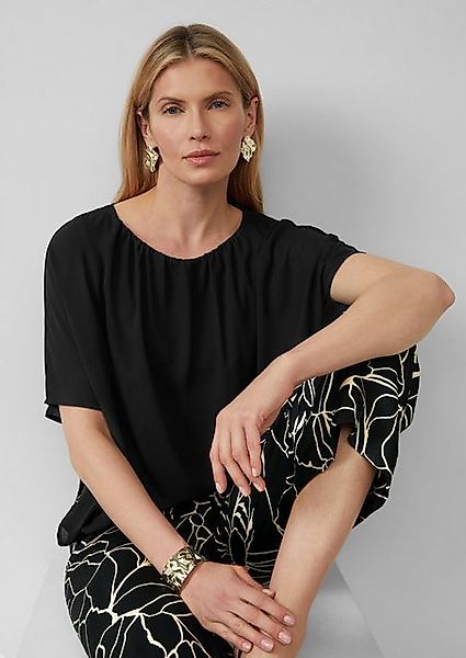 s.Oliver BLACK LABEL Kurzarmshirt Chiffonshirt im Loose Fit mit Jerseyfutte günstig online kaufen