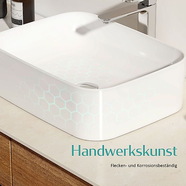 EMKE Aufsatzwaschbecken Eckiger Waschbecken Keramik Waschbecken günstig online kaufen