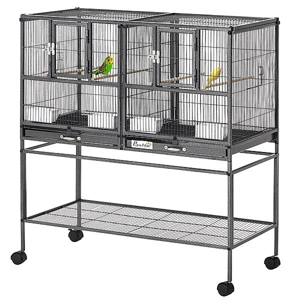 PawHut Vogelkäfig mit Futterschale und Sitzstange 95L x 45,5B x 102H cm Sch günstig online kaufen