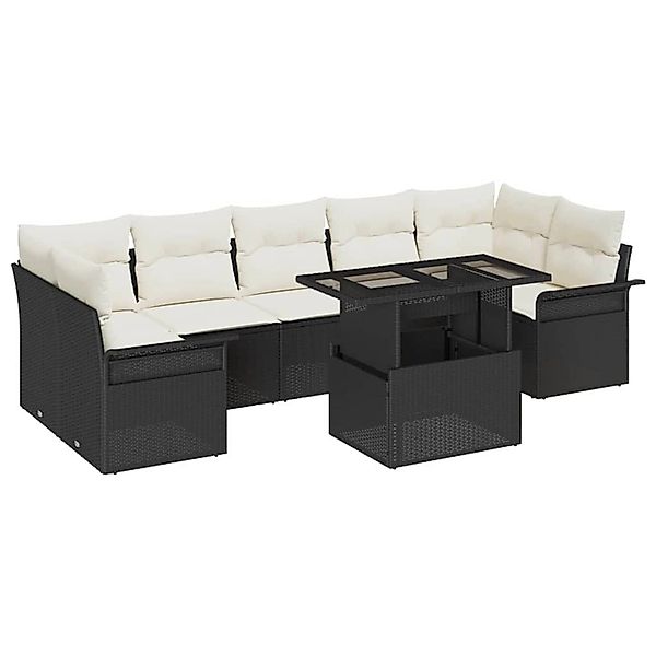vidaXL Garten-Sofa-Set mit Kissen 8-Tlg Schwarz Poly Rattan 3348233 günstig online kaufen