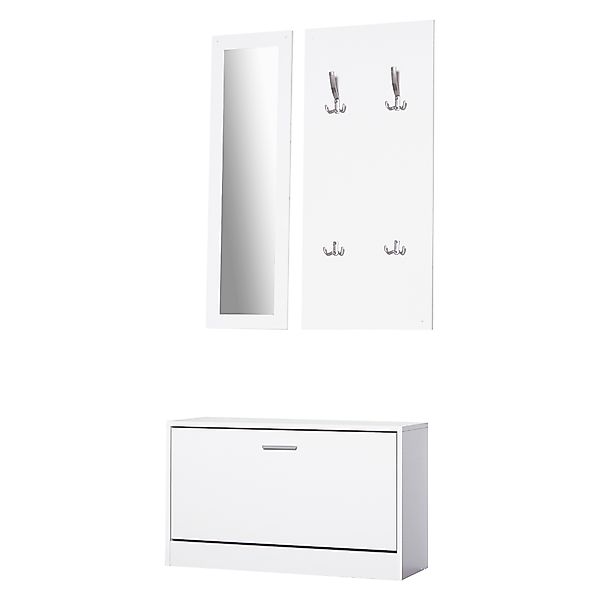 HOMCOM 3-teiliges Garderoben-Set Flurgaderobe mit Schuhschrank Garderobe Wa günstig online kaufen