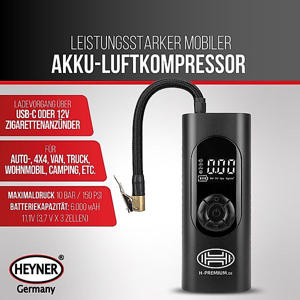 HEYNER Kompressor Digitaler Akku-Kompressor 6.000mAh - günstig online kaufen