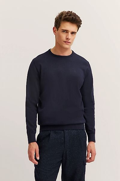 bugatti Rundhalspullover "Basic Essential" aus reiner Baumwolle günstig online kaufen