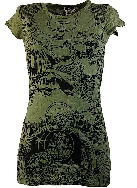 Guru-Shop T-Shirt Sure T-Shirt Univers - olive Goa Style, alternative Bekle günstig online kaufen