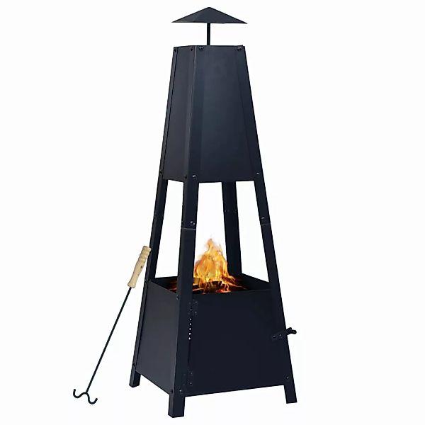 Feuerstelle Schwarz 35×35×99 Cm Stahl günstig online kaufen