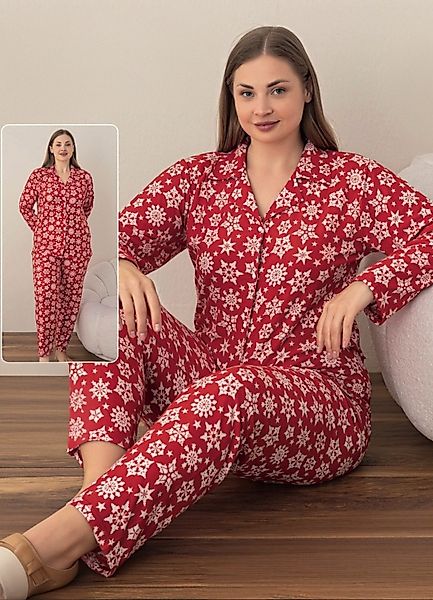 fashionshowcase Pyjama Damen Hausanzug mit Schneeflocken-Design günstig online kaufen