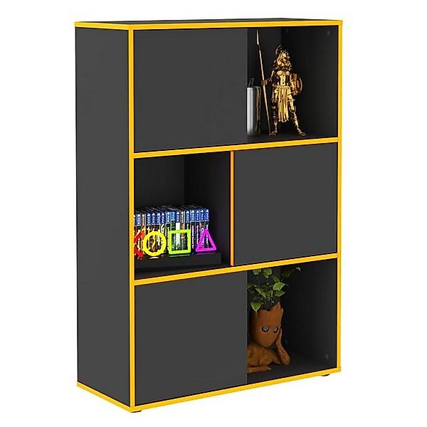 DOTMALL Bücherregal FMD Standregal mit 3 offenen Fächern 68,5x33x99cm Anthr günstig online kaufen