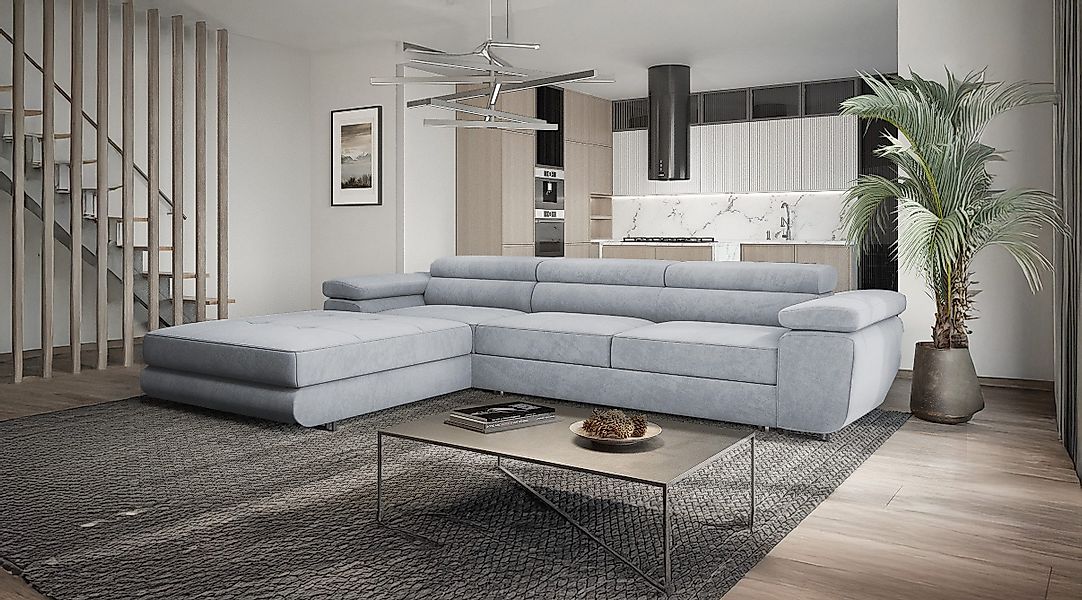 Goldstoff Ecksofa mit Schlaffunktion und Bettkasten, günstig online kaufen