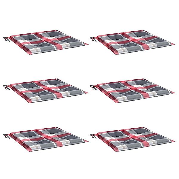 vidaXL Sitzauflage Gartenstuhl-Kissen 6Stk. Rot Karomuster günstig online kaufen