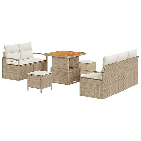 vidaXL Garten-Sofa-Set mit Kissen 8-Tlg Beige Poly Rattan 3362466 günstig online kaufen