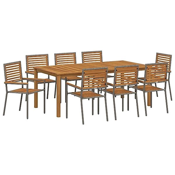 vidaXL Garten Essgruppe 9-Tlg Grau Poly Rattan 3365527 günstig online kaufen
