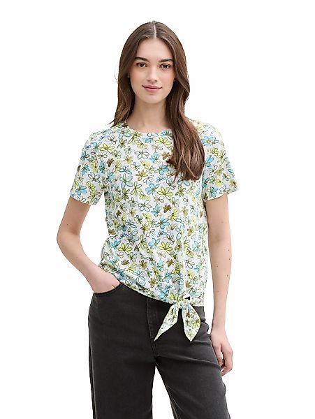 TOM TAILOR Denim T-Shirt, mit Minimalprint und seitlichem Knoten günstig online kaufen