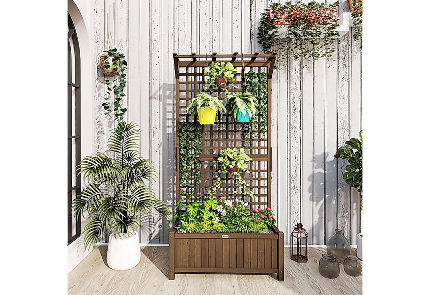 Outsunny Hochbeet mit Rankgitter, aus Holz (Pflanzkasten, 1 St., Gemüsebeet günstig online kaufen