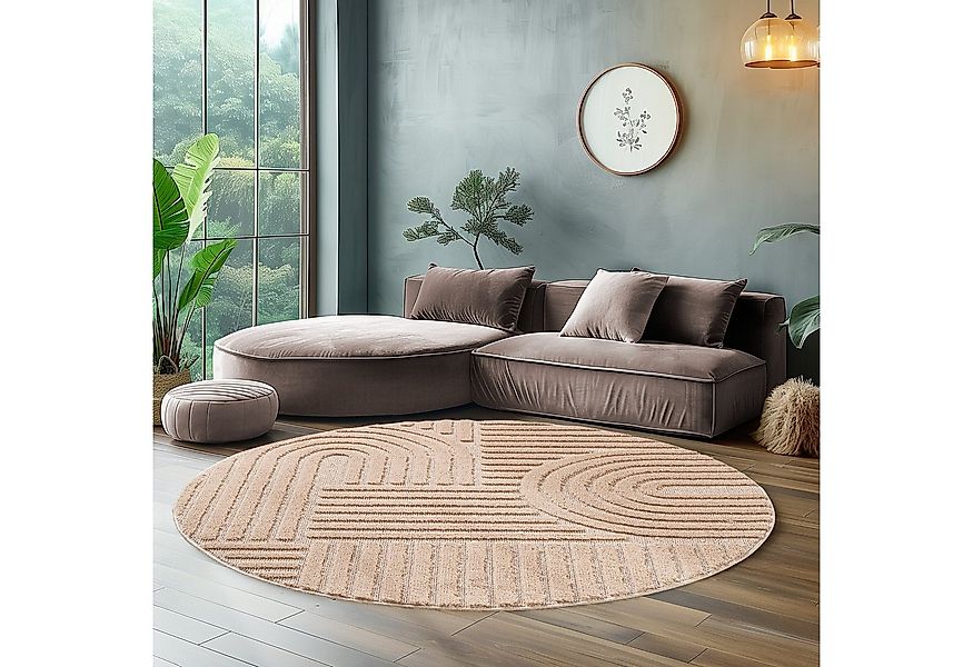 SIMPEX24 Designteppich Skandinavischer Boho, Rund, Höhe: 8 mm, Teppich Wohn günstig online kaufen