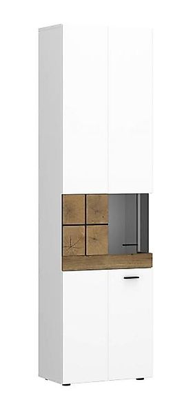 Vitrine inkl. 2 Türen  ca. 55x200x37 cm Coast Evoke / Weiss Hochglanz günstig online kaufen