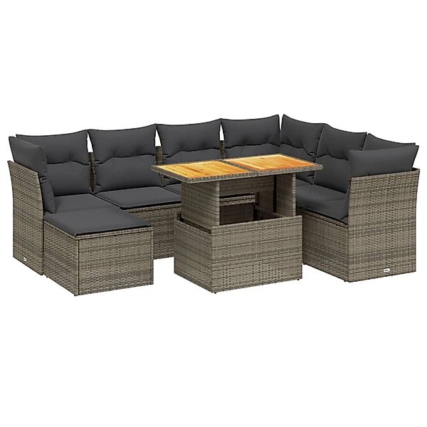 vidaXL 8-Tlg Garten-Sofagarnitur mit Kissen Grau Poly Rattan 3275496 günstig online kaufen