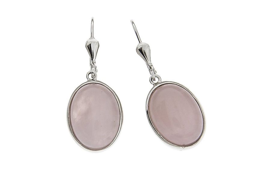 Zeeme Paar Ohrhaken Silber 925 rhodiniert mit 2x Rosenquarz 16x12mm günstig online kaufen