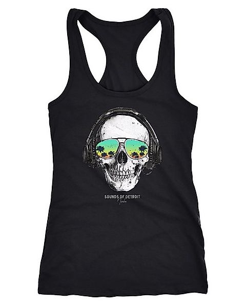 Neverless Tanktop Damen Tank-Top Totenkopf Kopfhörer Musik Party Skull Sonn günstig online kaufen