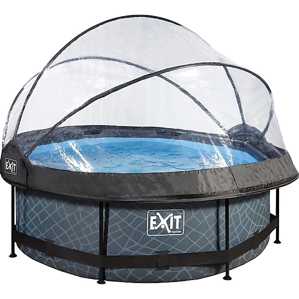 EXIT Stone Pool Grau ø 244 x 76 cm m. Filterpumpe u. Abdeckung günstig online kaufen