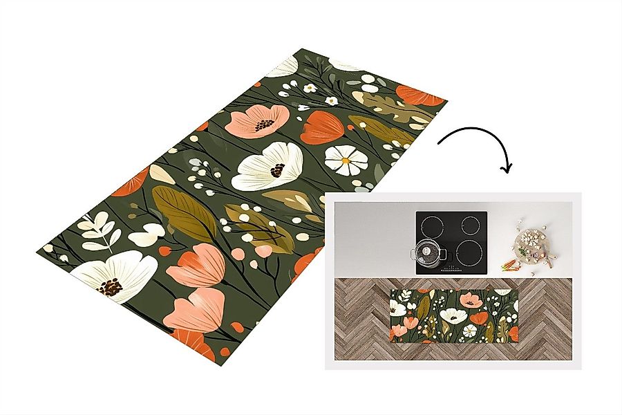 MuchoWow Küchenläufer Blumen - Illustration - günstig online kaufen