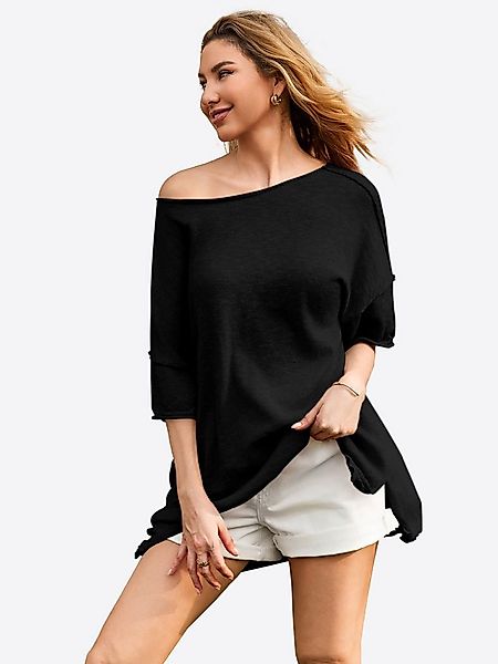 Imily Bela T-Shirt Damen Weit geschnittene Bluse mit Kurzärmeln (Packung, 1 günstig online kaufen