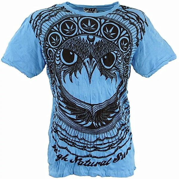 Guru-Shop T-Shirt Sure Herren T-Shirt Eule - hellblau alternative Bekleidun günstig online kaufen