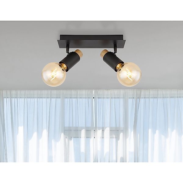 Globo Strahler Matti 2-flammig Schwarz matt 295 x 80 x 145 mm günstig online kaufen