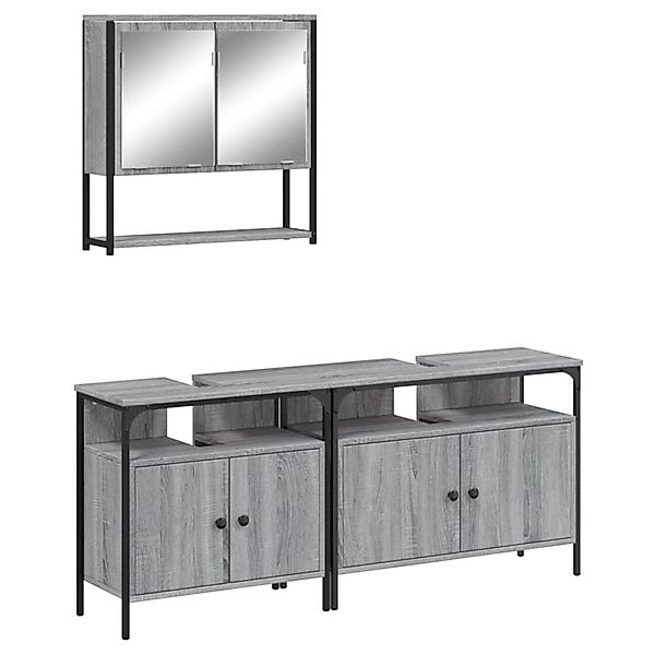vidaXL 3-Tlg Badmöbel-Set Grau Sonoma Holzwerkstoff 3214668 günstig online kaufen