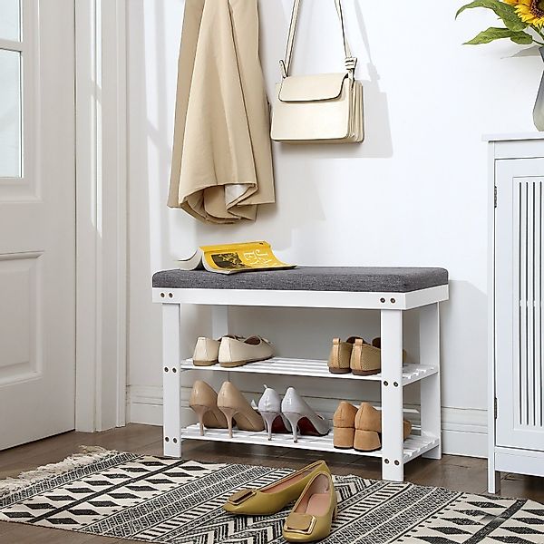 SONGMICS Schuhbank Schuhregal, aus Bambus, Sitzfläche günstig online kaufen