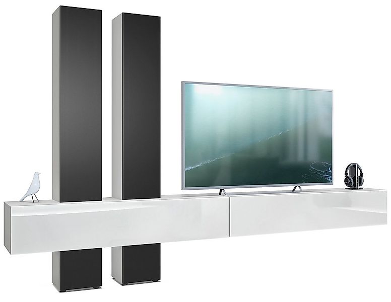 Vladon Wohnwand Moja, (Anbauwand, mit Rückwand mit 4 Türen und 2 Klappen), günstig online kaufen