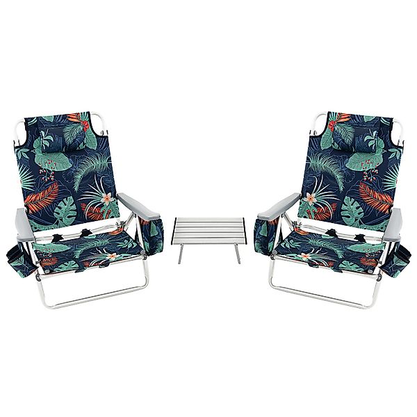 COSTWAY Campingstuhl Strandstühle mit Tisch (3 günstig online kaufen