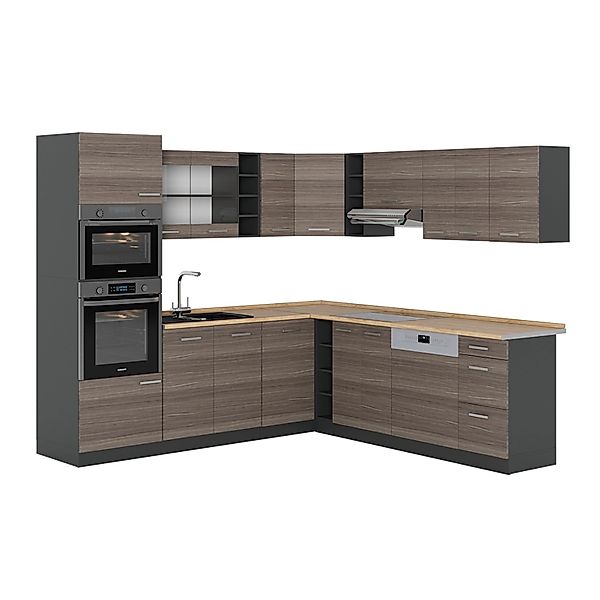 Vicco R-Line Eckküche Edelgrau/Anthrazit 237 x 247 cm AP Eiche günstig online kaufen
