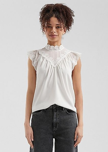 QS Kurzarmbluse Bluse Blusentop mit transparenten Einsätzen und Stickerei günstig online kaufen
