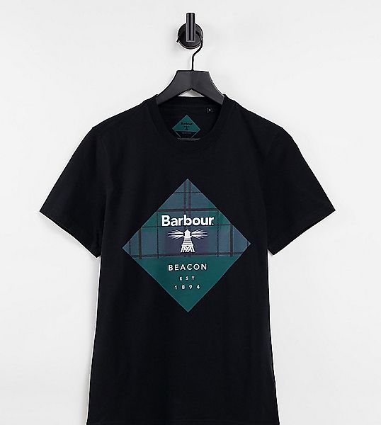 Barbour Beacon – T-Shirt mit kariertem Rautenprint in Schwarz, exklusiv bei günstig online kaufen