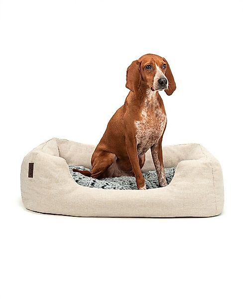 lionto Tierkissen Hundebett mit Wendekissen & meliertem Stoff, beige, 80 cm günstig online kaufen