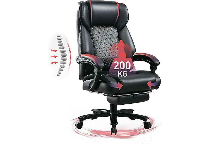 LuxusKollektion Chefsessel Ergonomischer Bürostuhl 200KG mit Lendenwirbelst günstig online kaufen