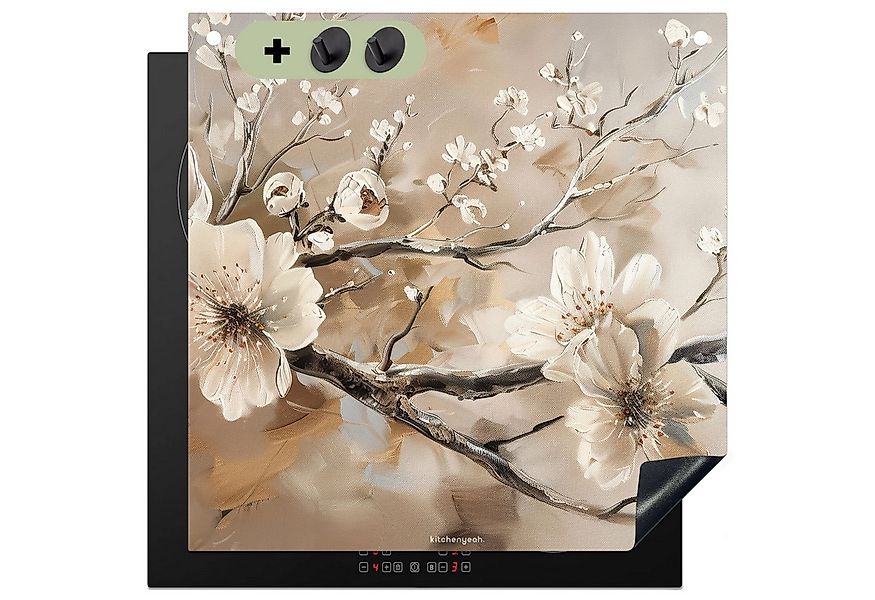 KitchenYeah Küchenrückwand Blumen - Abstrakt - Gemalt - Beige, (1-tlg), Ind günstig online kaufen